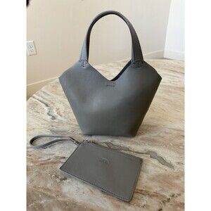 Zara Gray Mini Tote Bag + Matching Wallet Wristlet Set Vegan Leather